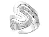Ladies Textured Swirl Ring in Sterling Silver